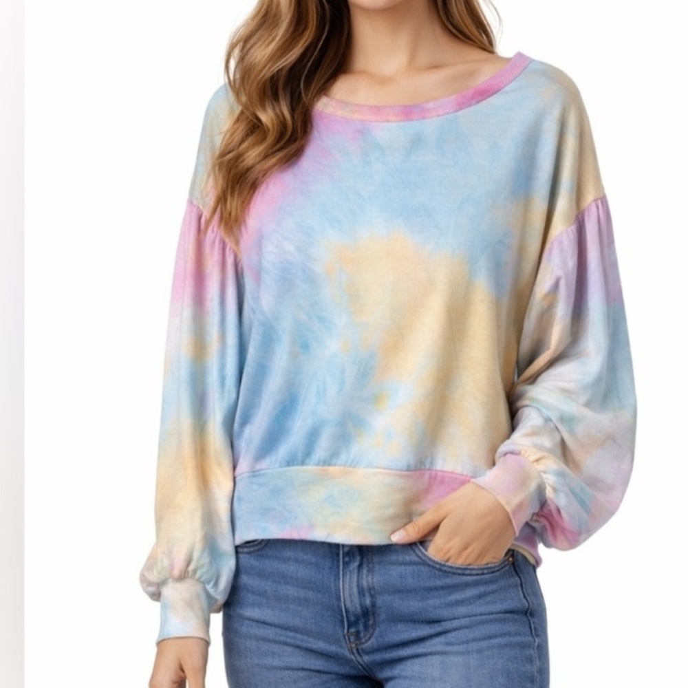 Pink Lily Tie Dye‎ Pullover Sweatshirt Women’s Size S Long Sleeve